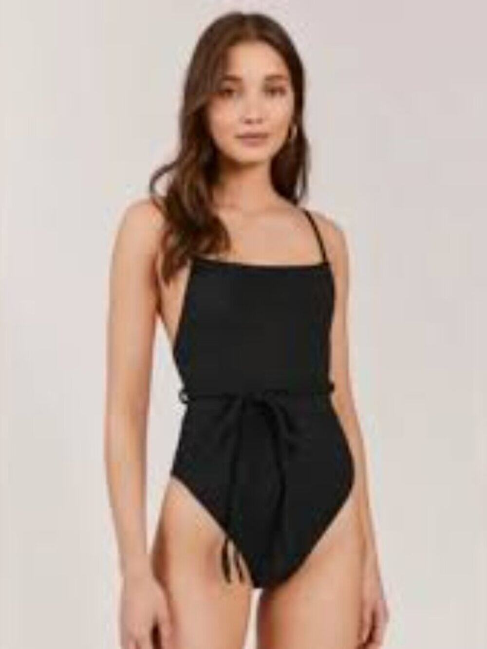 Something Navy Hibiscus One Piece Textured Square Neck Size M